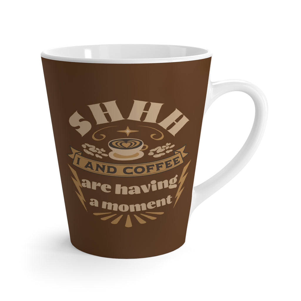 Latte Mug — "Shh... I Need Coffee" Brown Ceramic Coffee Mug