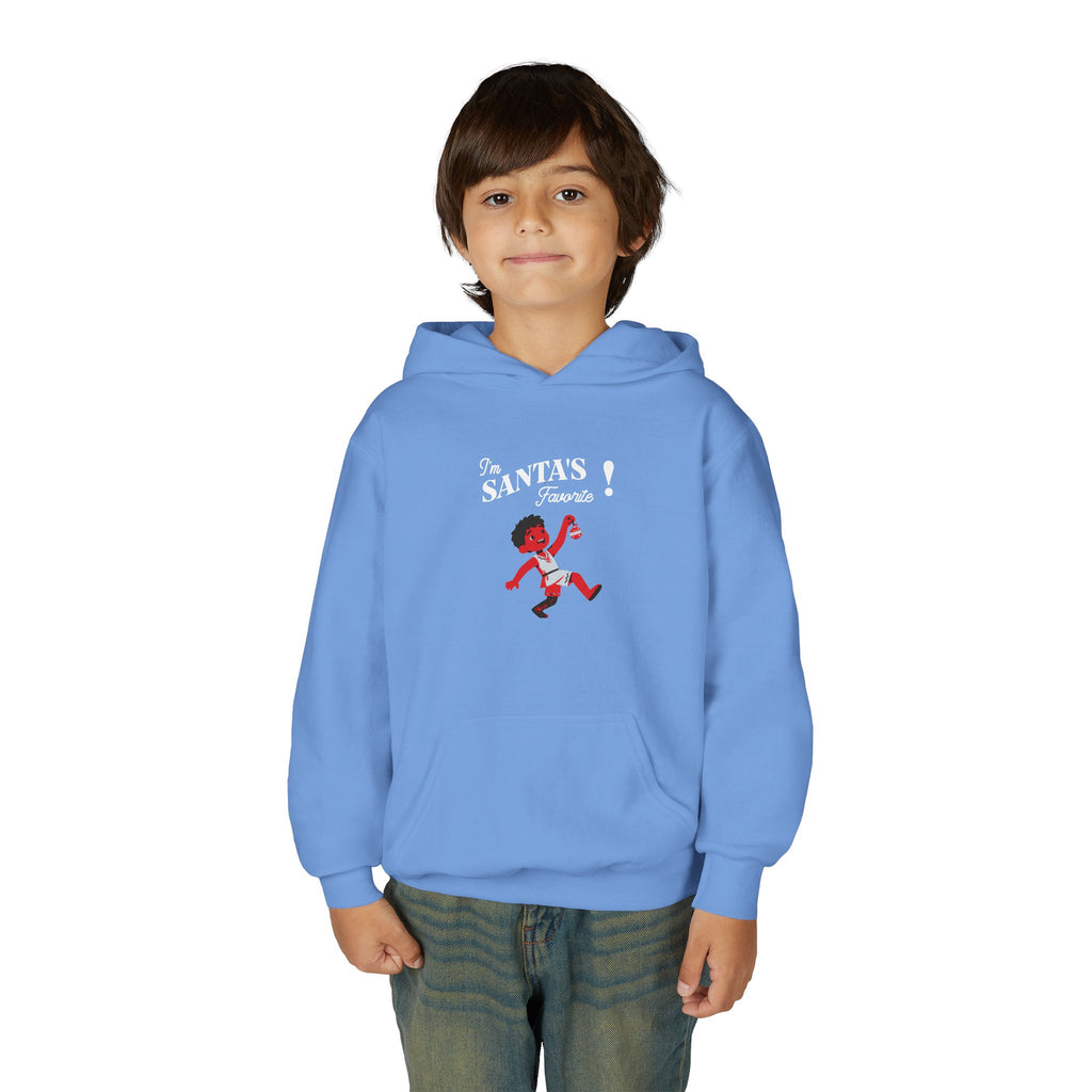 Youth Hoodie - "I'm Santa's Favorite" Christmas Elf Holiday Sweatshirt