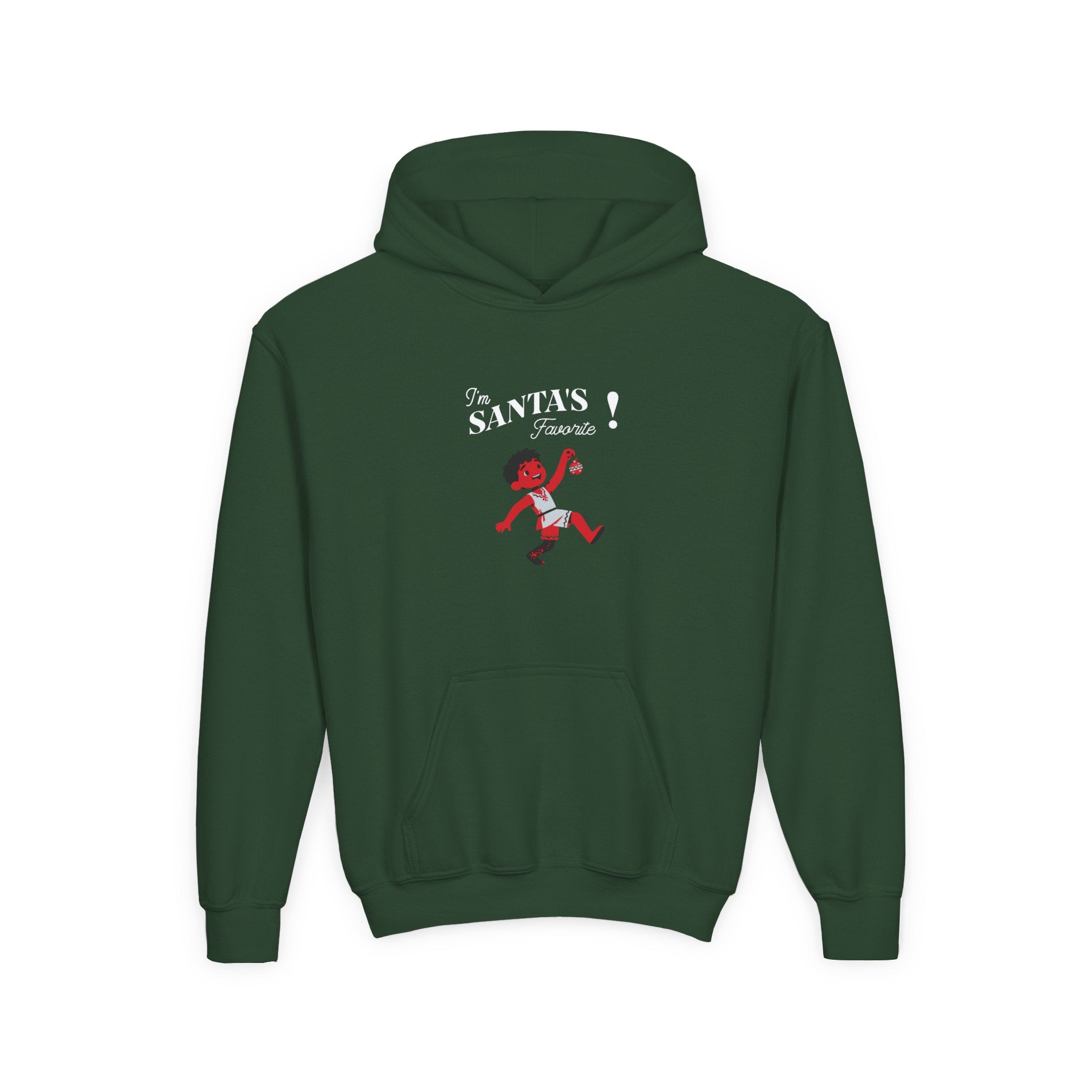 Youth Hoodie - "I'm Santa's Favorite" Christmas Elf Holiday Sweatshirt
