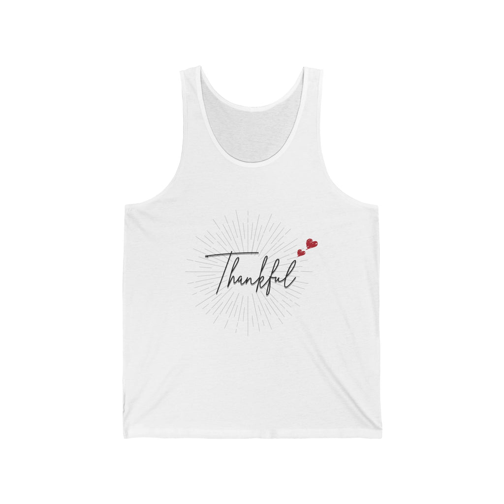 Thankful Script Tank Top — Minimal Thanksgiving Gratitude Graphic
