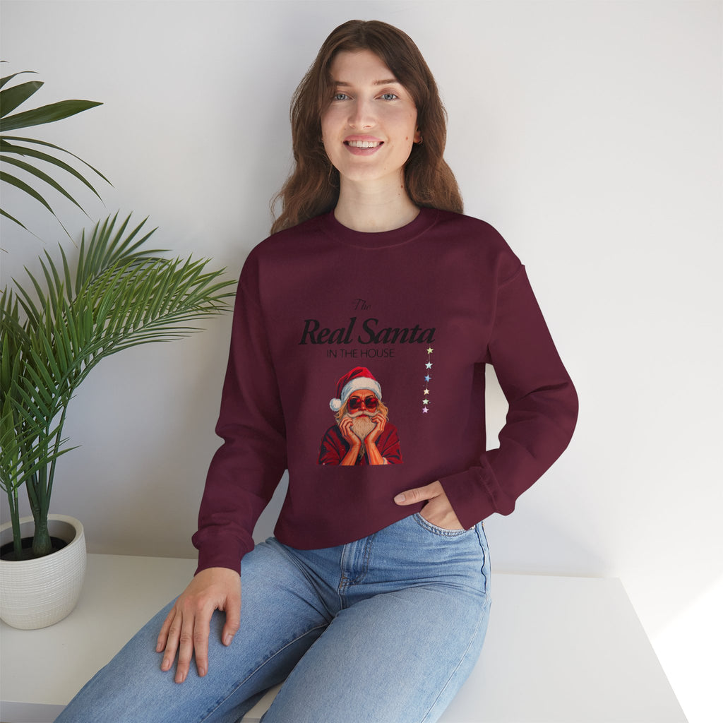 Sweatshirt — "The Real Santa in the House" Vintage Santa Holiday Crewneck