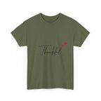 Thankful Script T‑Shirt — Minimal Gratitude Tee with Heart Accent