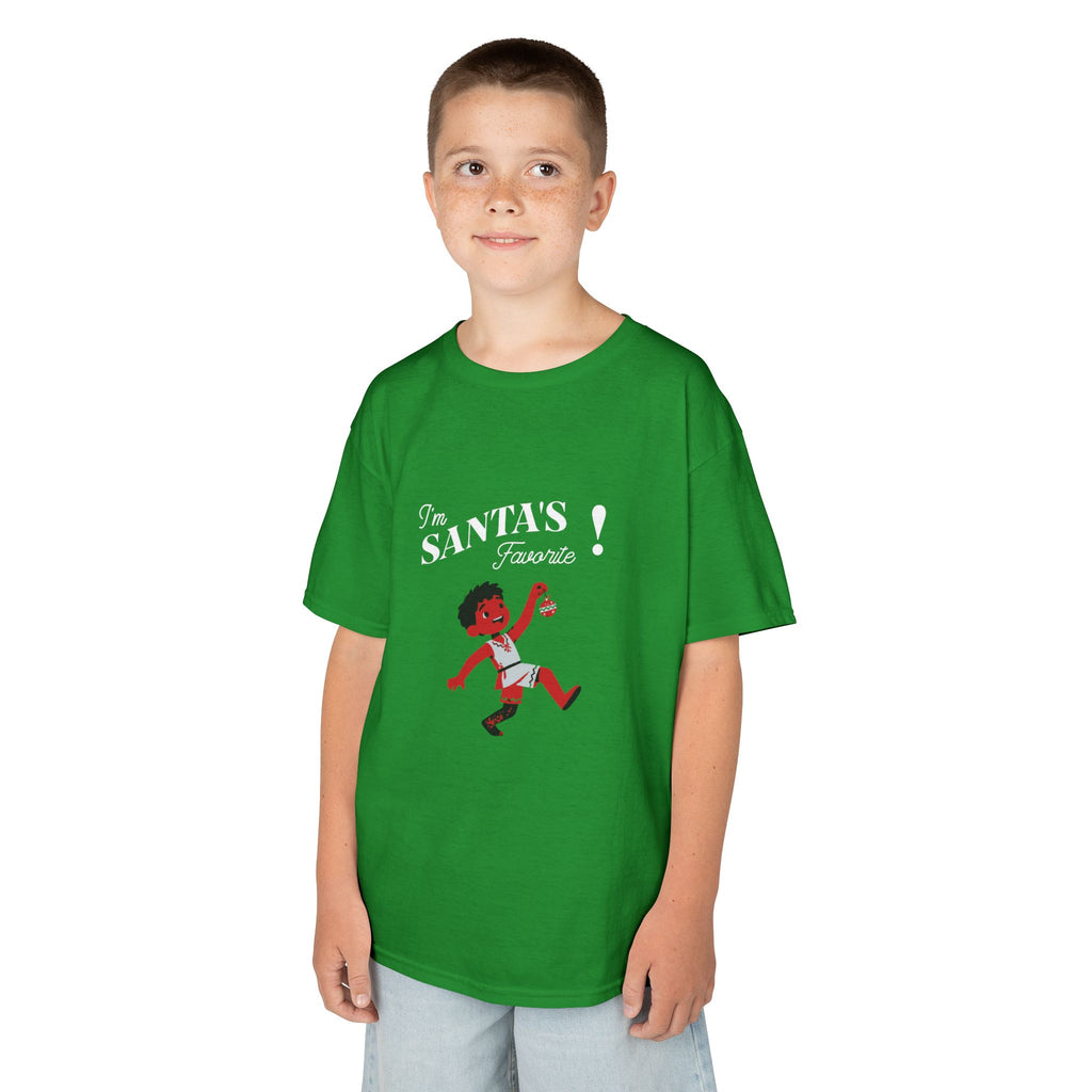 Kids T-Shirt — "I'm Santa’s Favorite" Festive Elf Graphic Tee