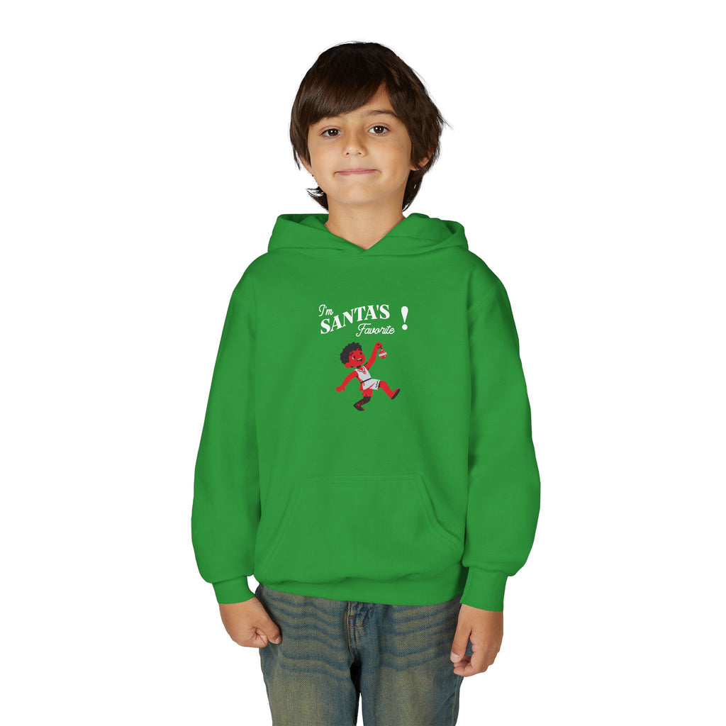 Youth Hoodie - "I'm Santa's Favorite" Christmas Elf Holiday Sweatshirt