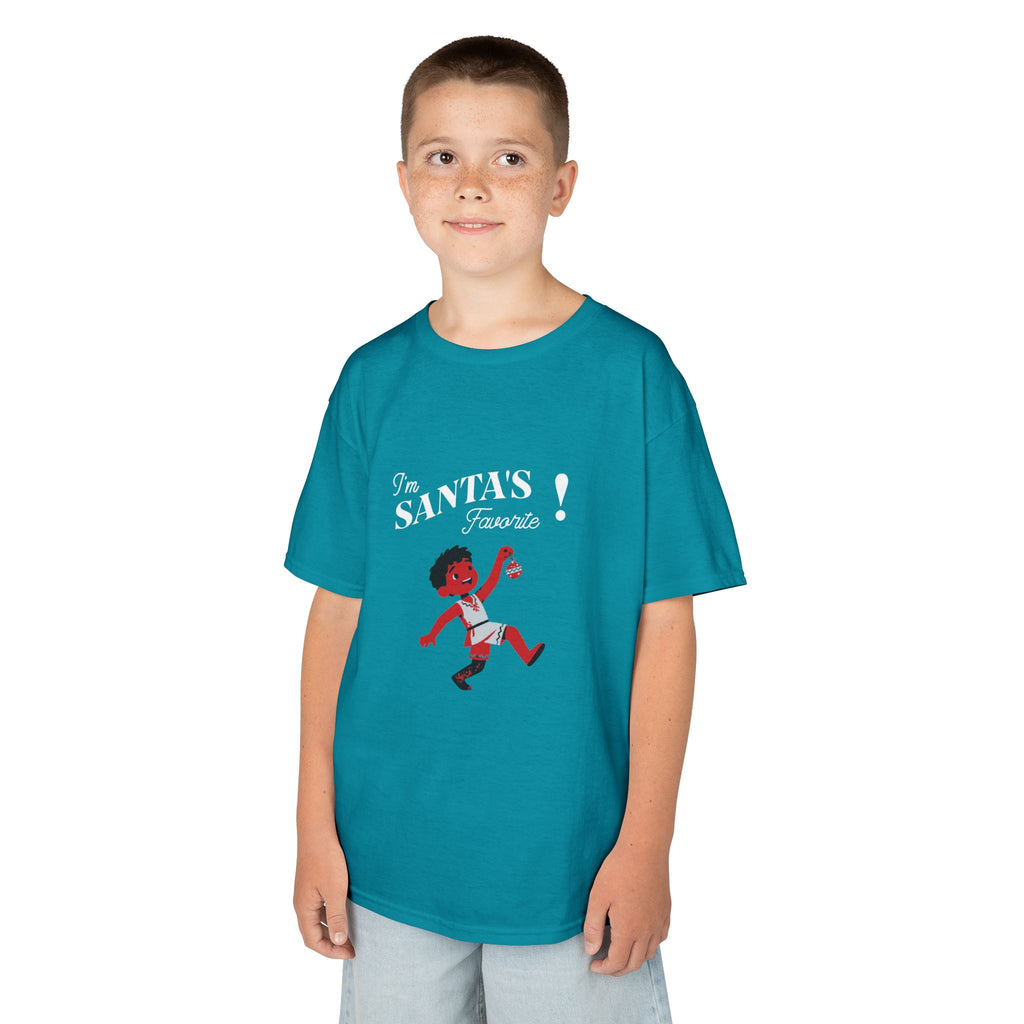 Kids T-Shirt — "I'm Santa’s Favorite" Festive Elf Graphic Tee