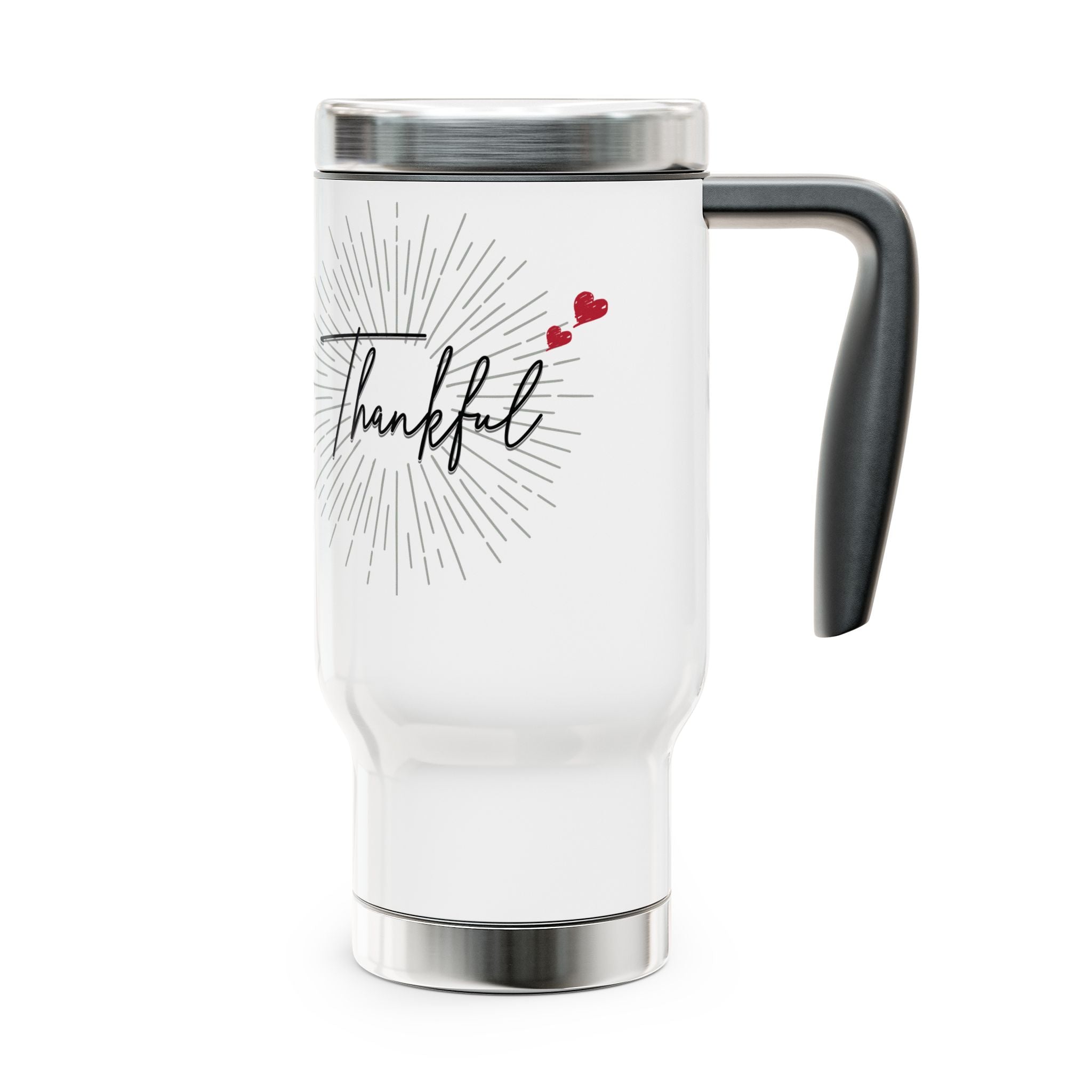 Thankful Stainless Steel Travel Mug — 14oz Insulated Handle Mug