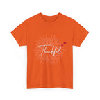 Thankful Script T‑Shirt — Minimal Gratitude Tee with Heart Accent