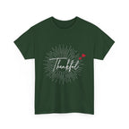 Thankful Script T‑Shirt — Minimal Gratitude Tee with Heart Accent