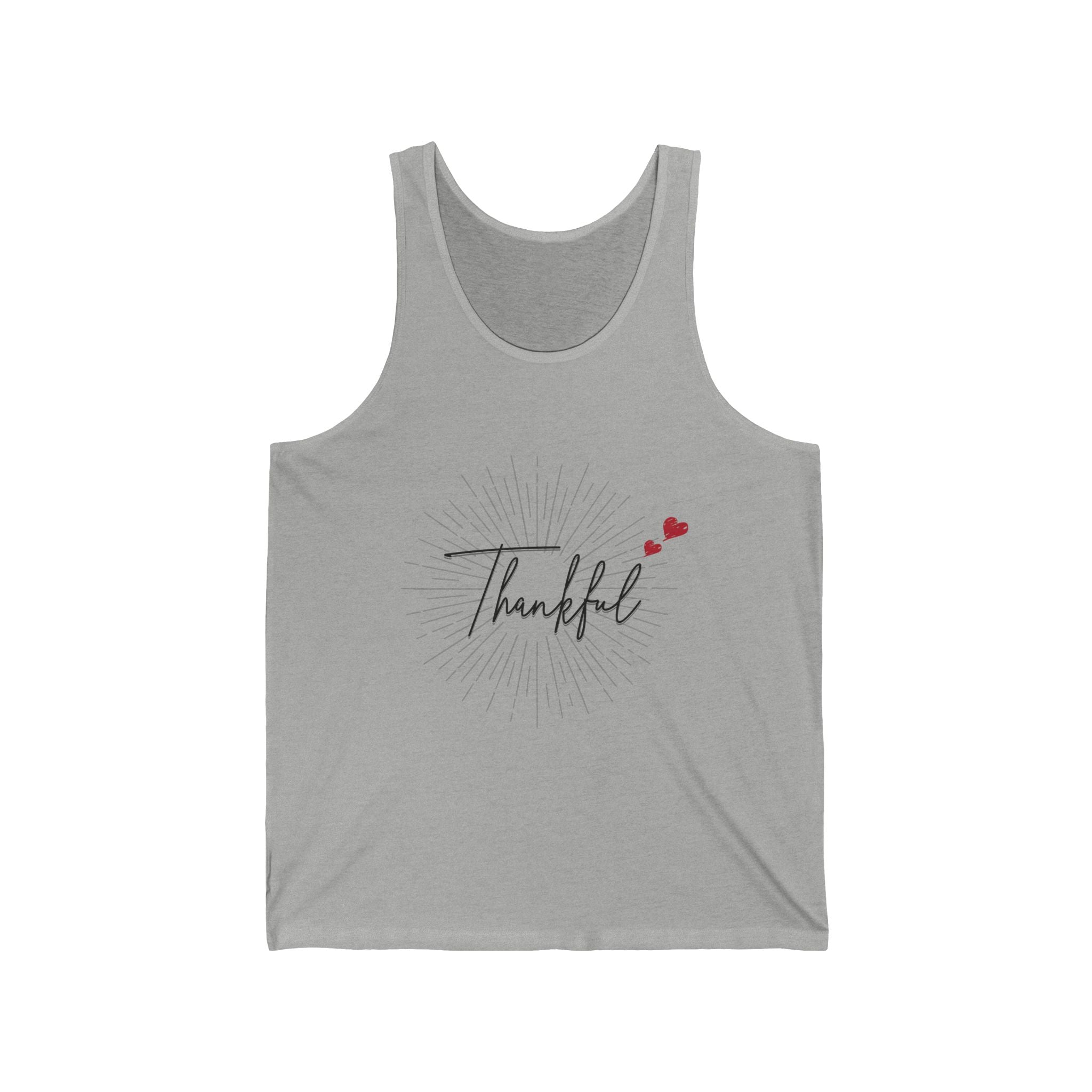 Thankful Script Tank Top — Minimal Thanksgiving Gratitude Graphic