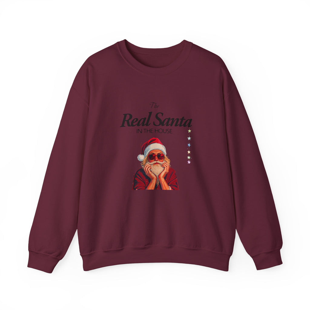 Sweatshirt — "The Real Santa in the House" Vintage Santa Holiday Crewneck