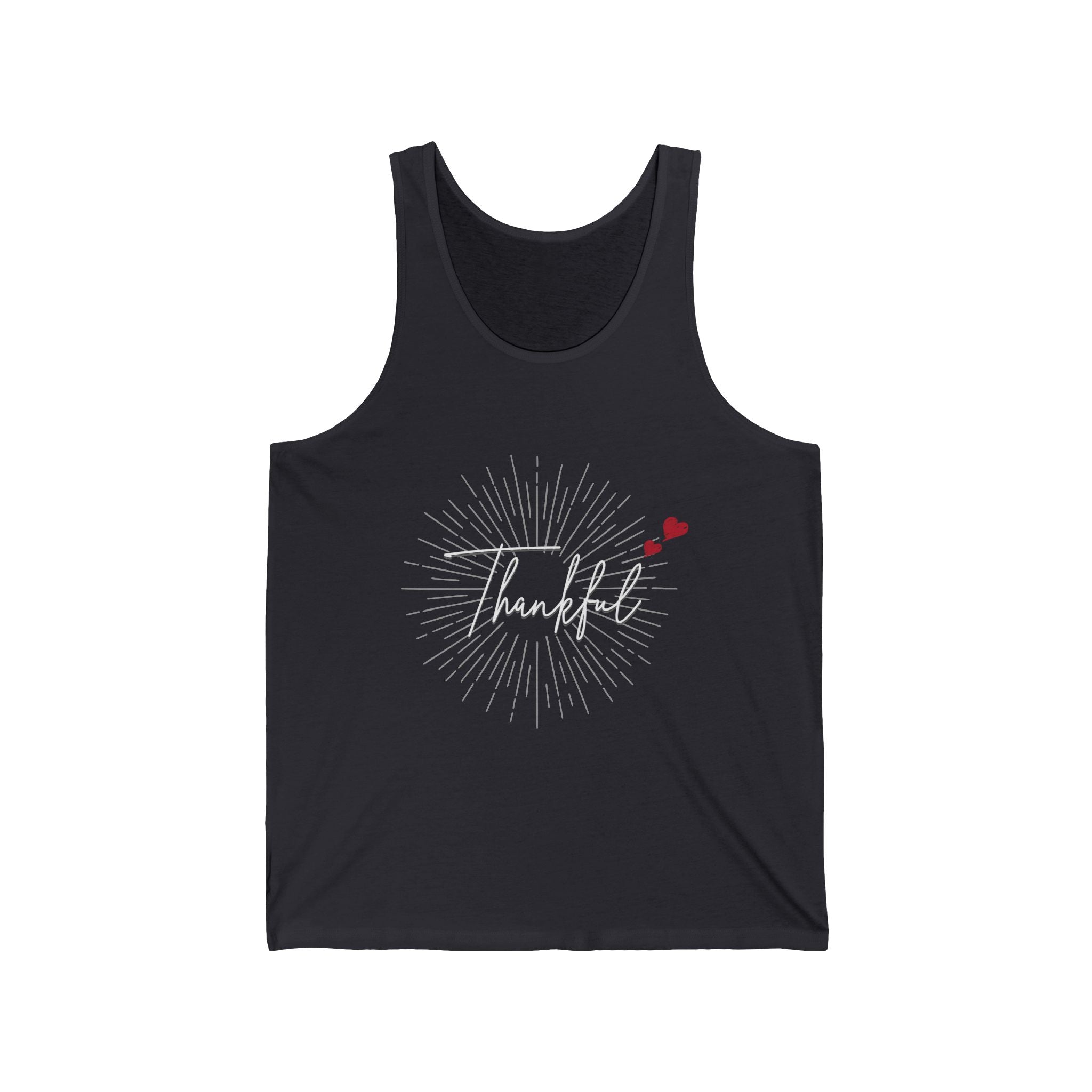 Thankful Script Tank Top — Minimal Thanksgiving Gratitude Graphic