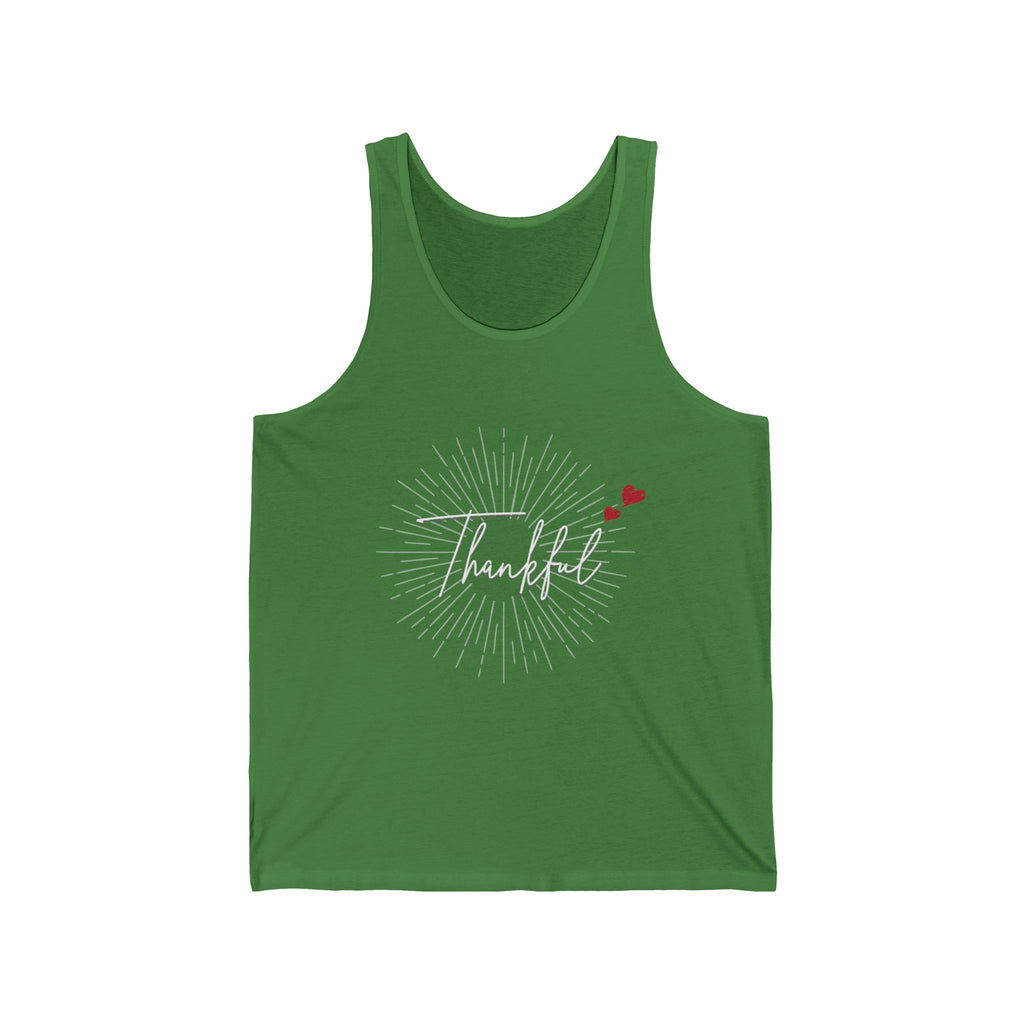 Thankful Script Tank Top — Minimal Thanksgiving Gratitude Graphic