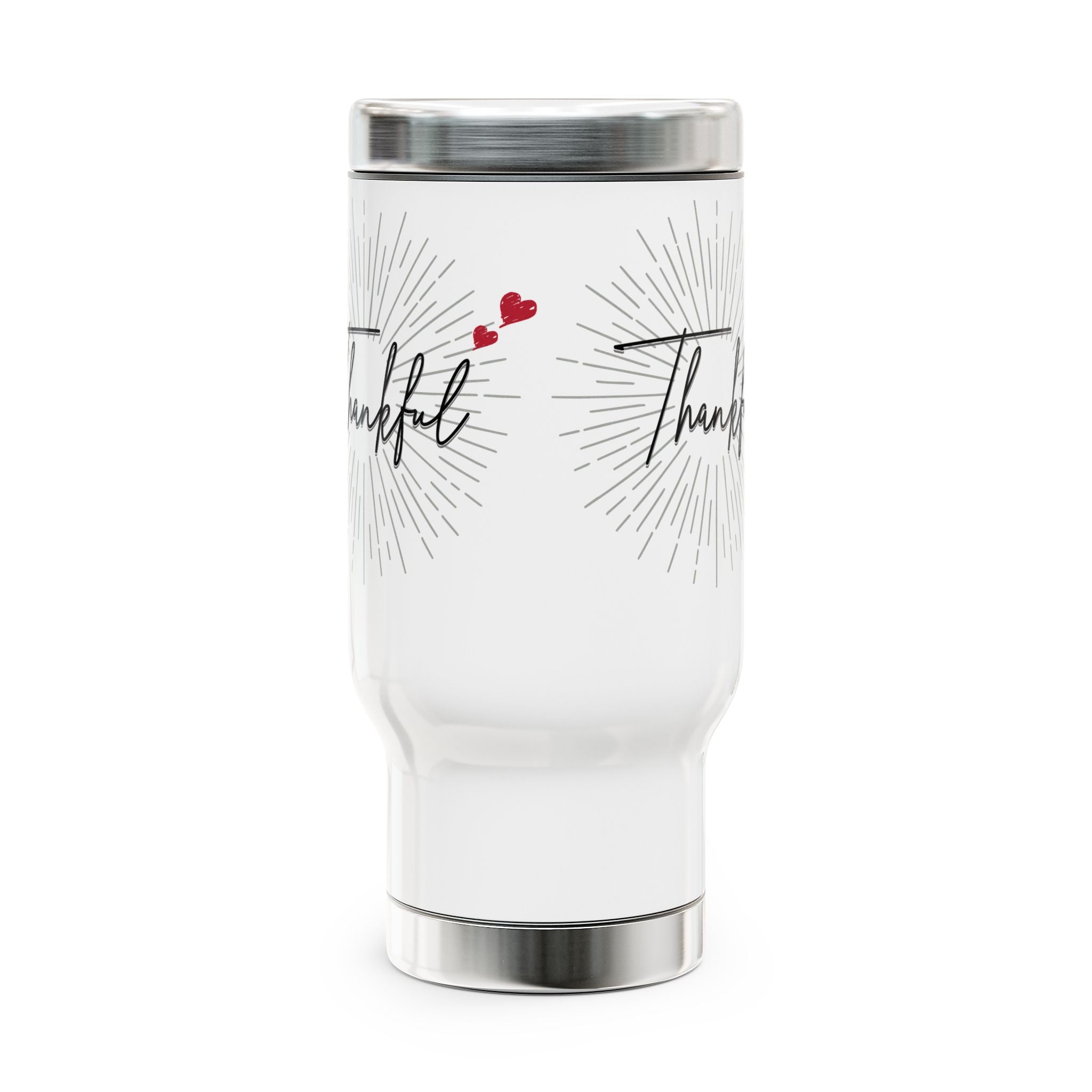 Thankful Stainless Steel Travel Mug — 14oz Insulated Handle Mug