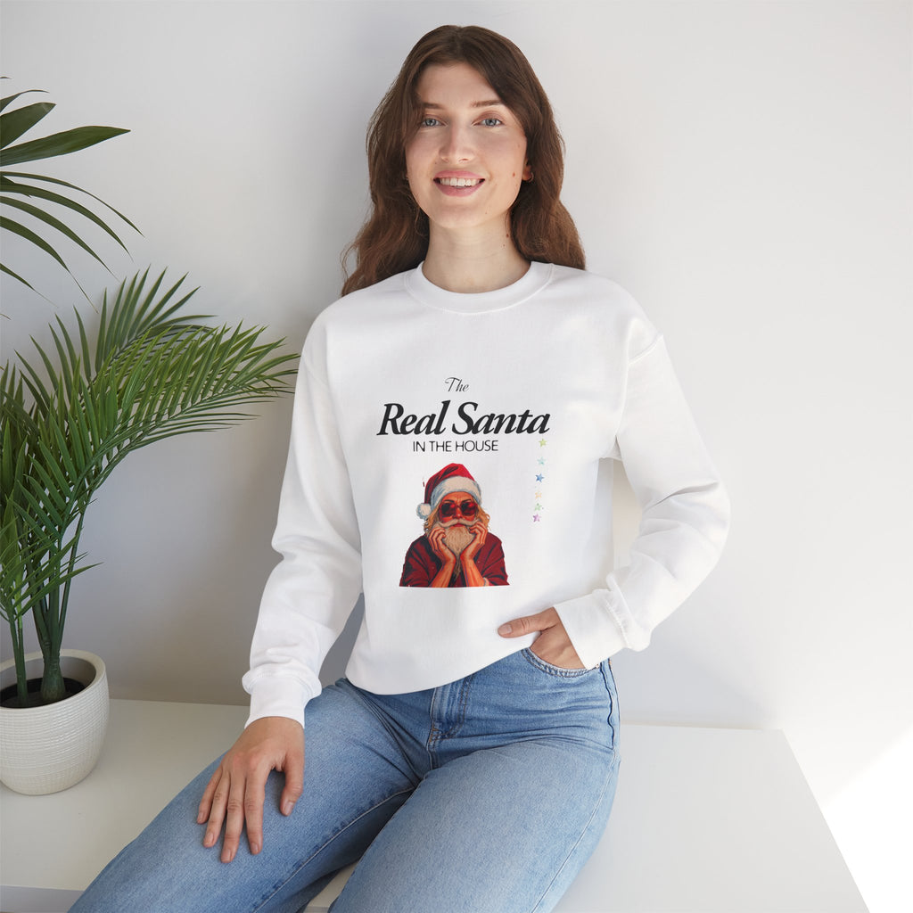 Sweatshirt — "The Real Santa in the House" Vintage Santa Holiday Crewneck
