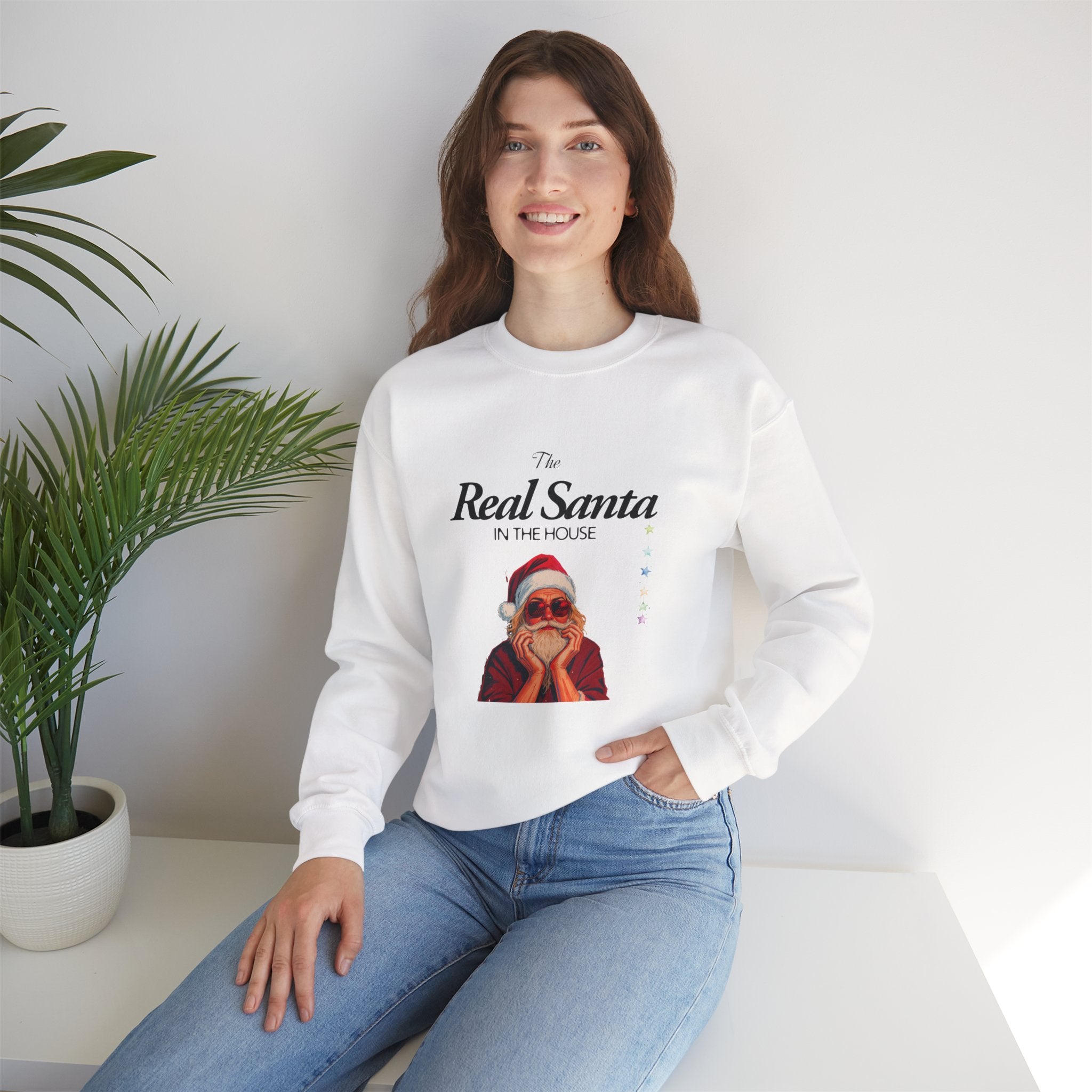 Sweatshirt — "The Real Santa in the House" Vintage Santa Holiday Crewneck