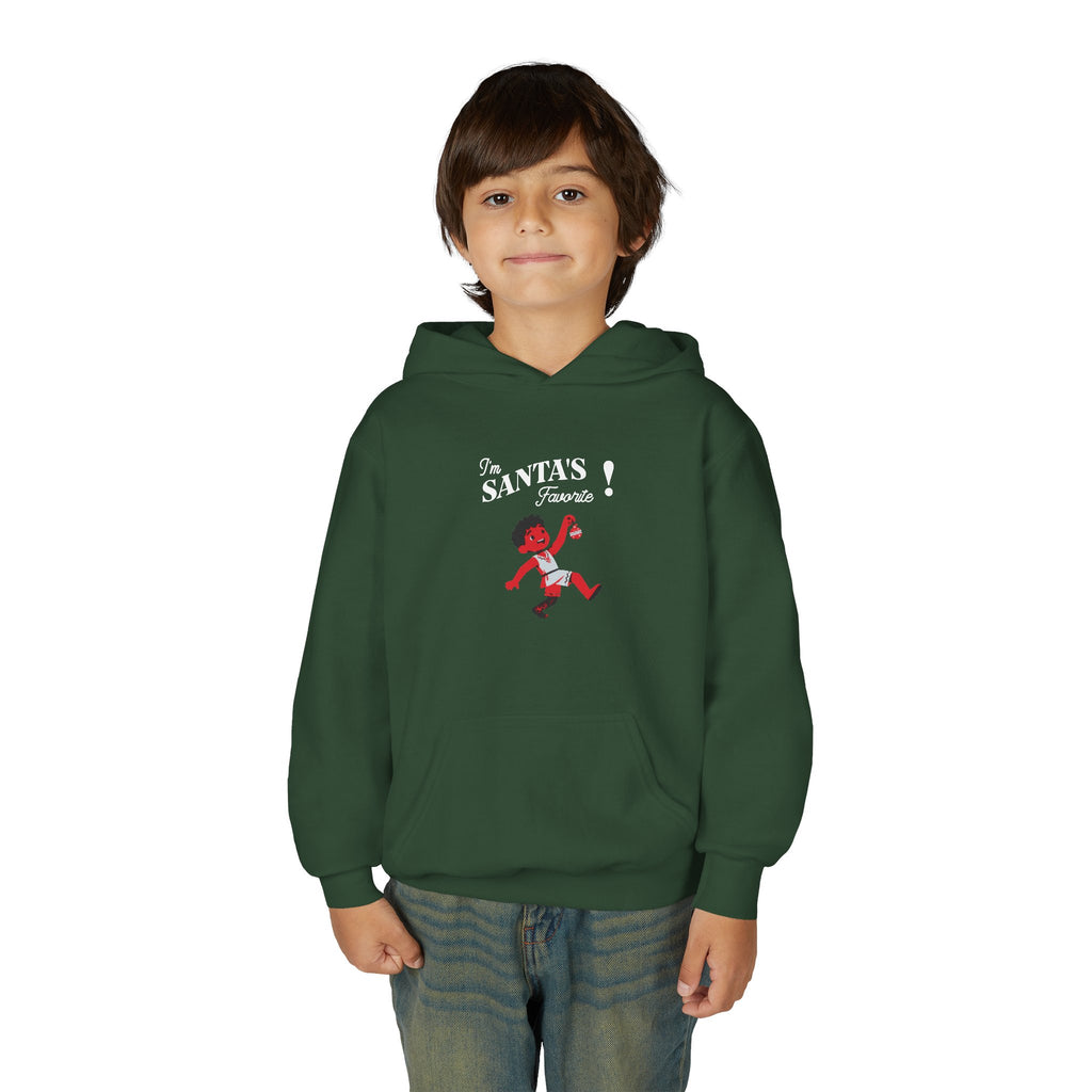 Youth Hoodie - "I'm Santa's Favorite" Christmas Elf Holiday Sweatshirt