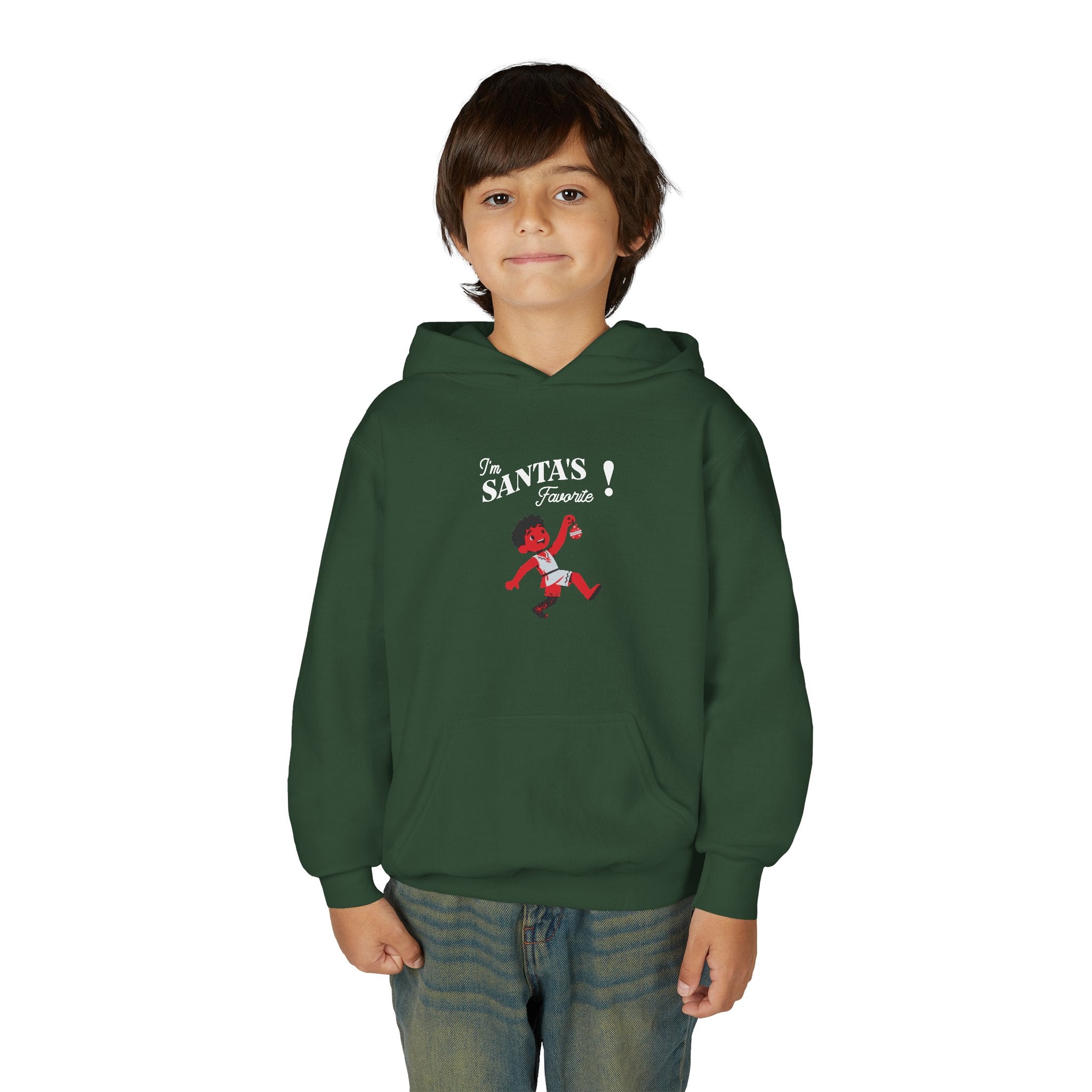 Youth Hoodie - "I'm Santa's Favorite" Christmas Elf Holiday Sweatshirt