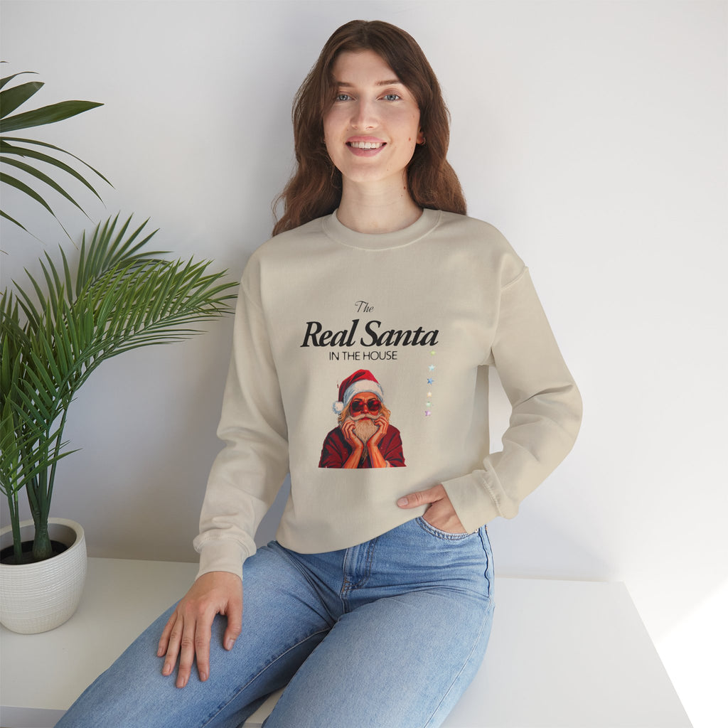 Sweatshirt — "The Real Santa in the House" Vintage Santa Holiday Crewneck