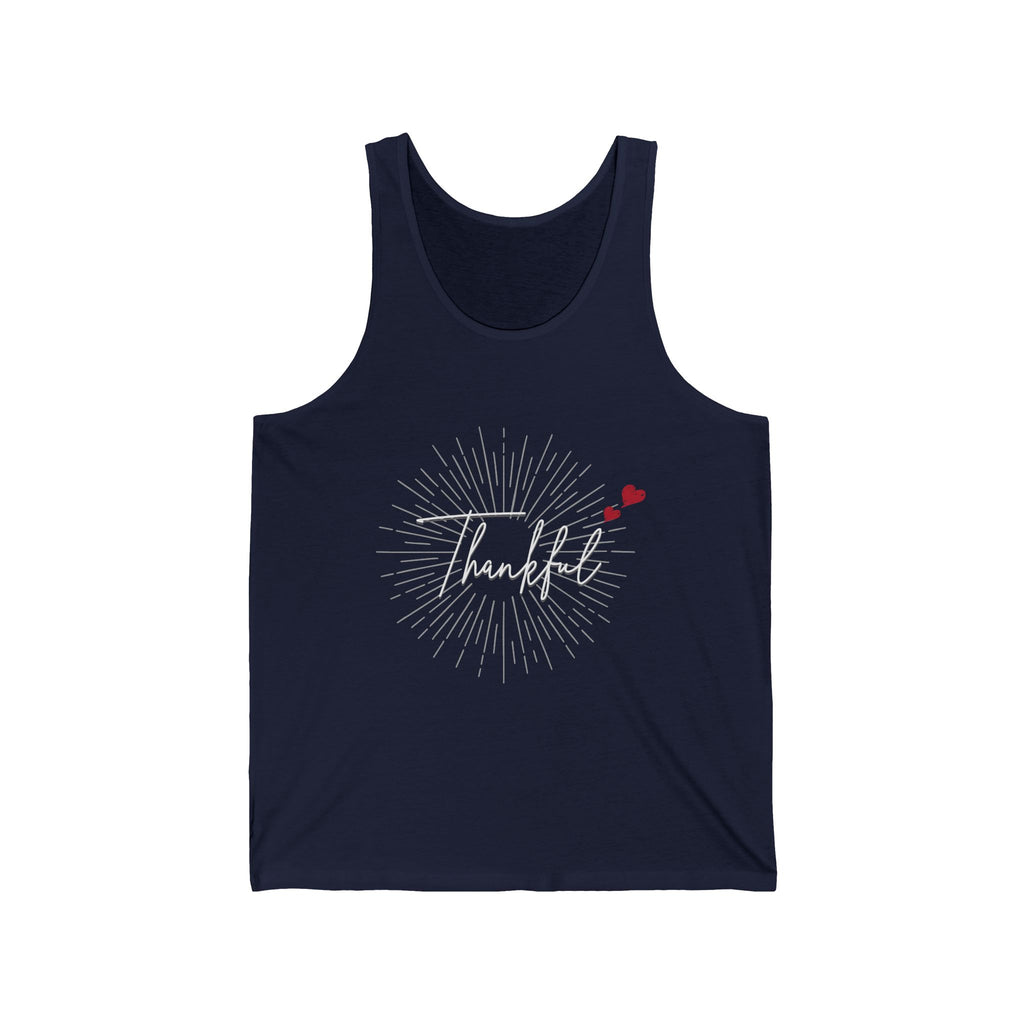 Thankful Script Tank Top — Minimal Thanksgiving Gratitude Graphic