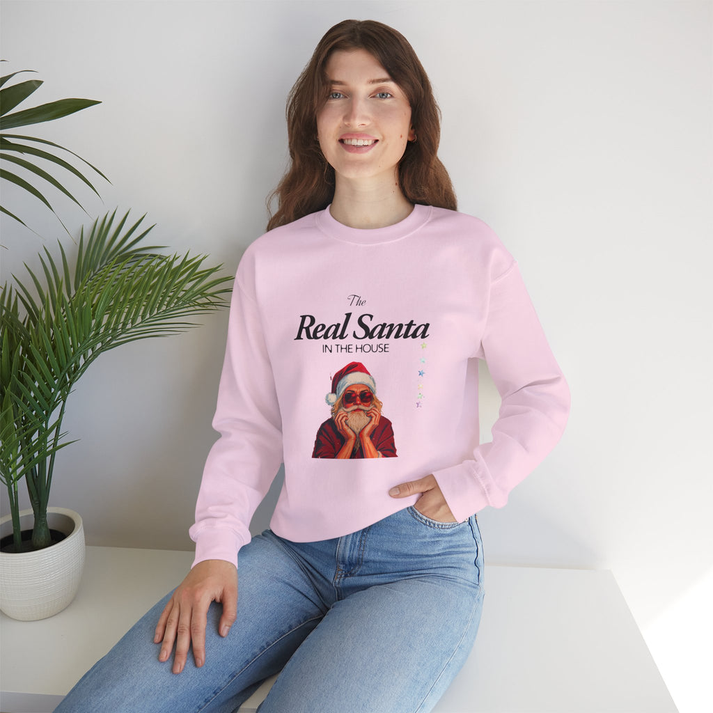 Sweatshirt — "The Real Santa in the House" Vintage Santa Holiday Crewneck